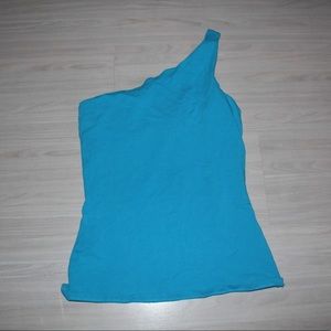 Blue One Shoulder Tank Top
